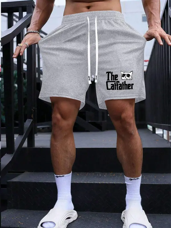 Men's Regular Fit Letter & Geometric Print Drawstring Waist Shorts, Casual Breathable Comfortable Shorts for Summer, Fashion Men's Bottoms for Daily Wear 2