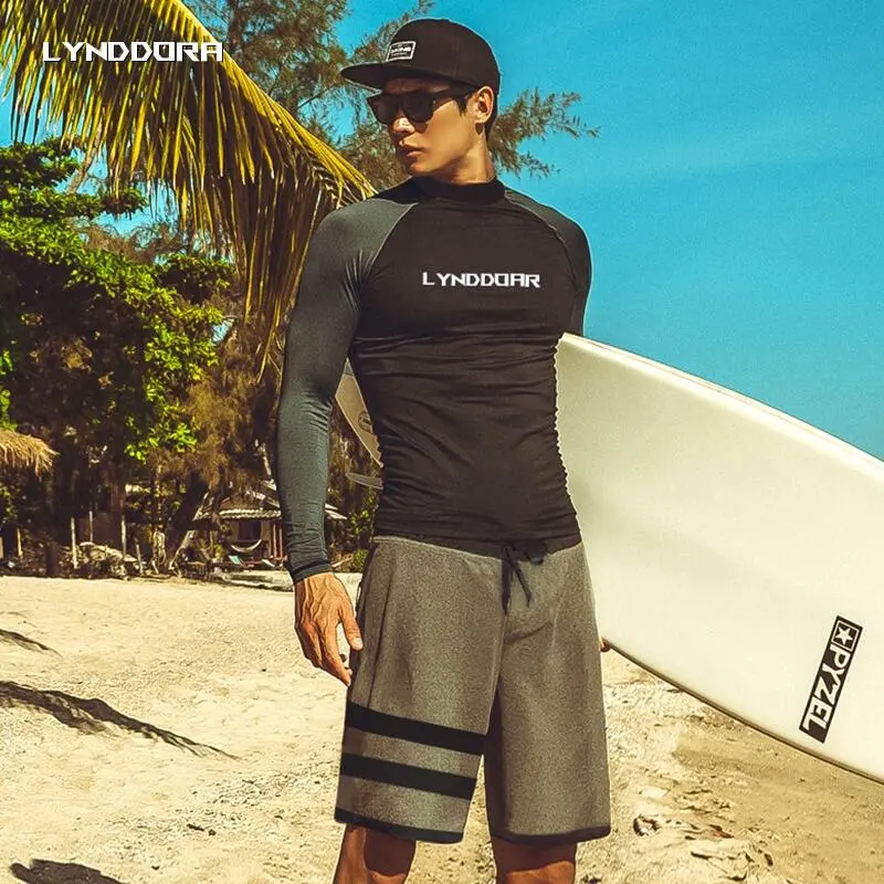 SAILBEE Men UV Protect Swimwear Long Sleeve Swimsuit Mens Rashguard Surfing Rash Guard Surf Shirt For Swimming Diving suit