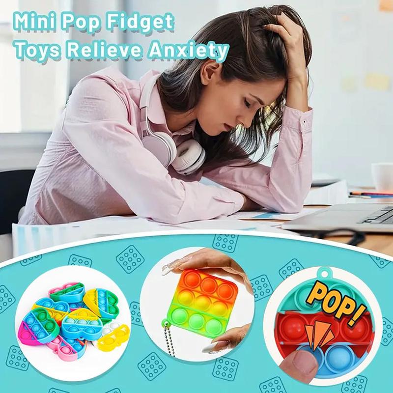 Random Color Mini Keychain, 20pcs/set Colorful Keychain Toy, Stress Relief Toy for Kids & Adults, Party Gift for Boys & Girls 4