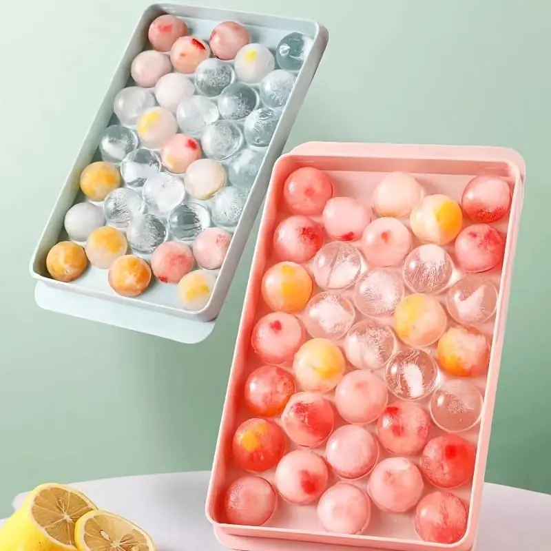 Ice Cube Tray, 3 Counts/set 33 Grids Food Grade Silicone Ice Cube Mold, Round Diamond Ice Cube Maker, Ice Tray for Home Kitchen 3