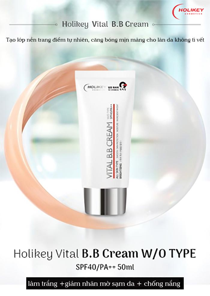 Product Introduction of Kem nền trang điểm, Kem trang điểm chống nắng Holikey Vital BB Cream Hàn Quốc SPF /40 PA 50ml 10