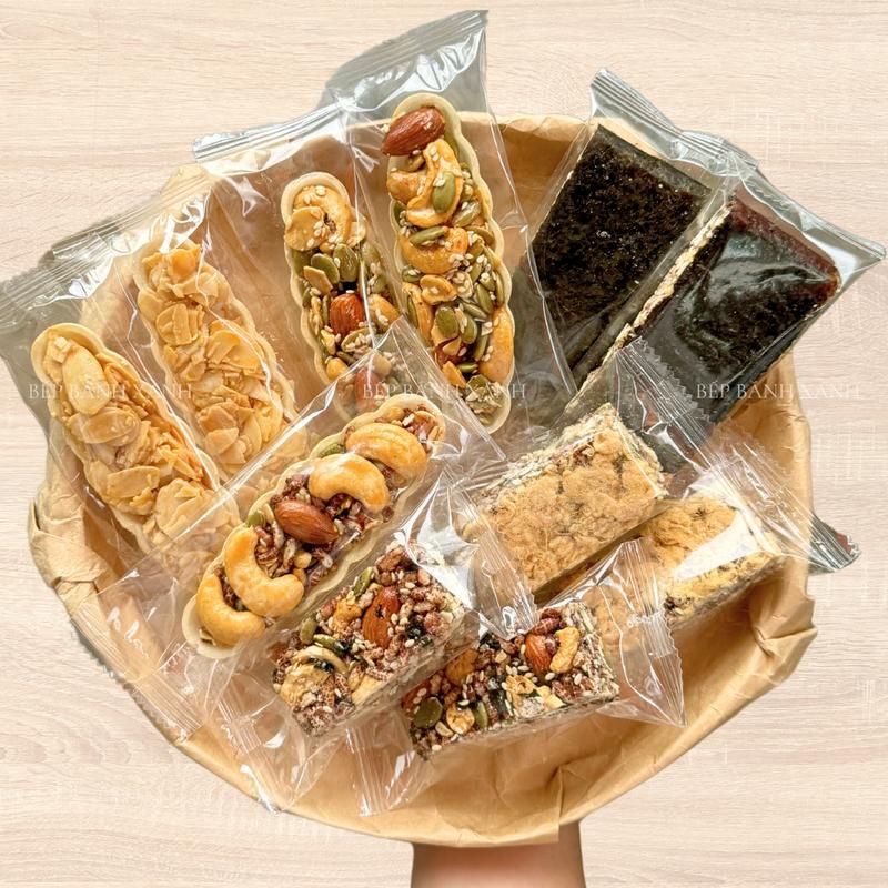 500g Combo 6 loại bánh  dinh dưỡng tiện lợi, giá tận xưởng, không đường/mẹ bầu ăn vặt ăn kiêng healthy Snack   thuyền  kẹo hạt mix vị