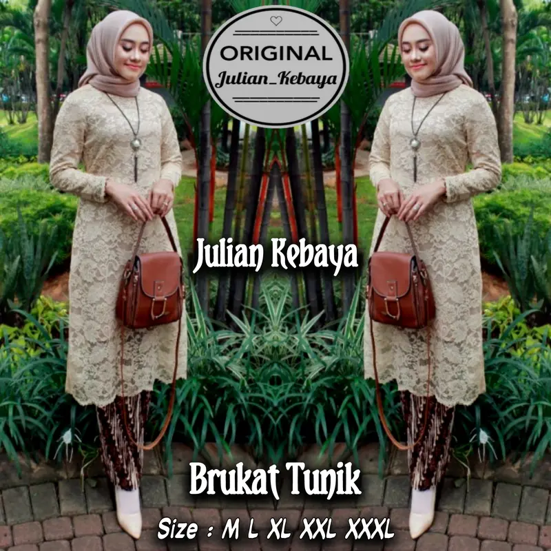 Setelan Kebaya Brukat Tunik Modern Jumbo / Kebaya Wisuda / Kebaya Pesta Kondangan Baju Batik Tebal Brokat Dress Wanita Atasan set Panjang Lamaran  Mewah Remaja Dewasa 4