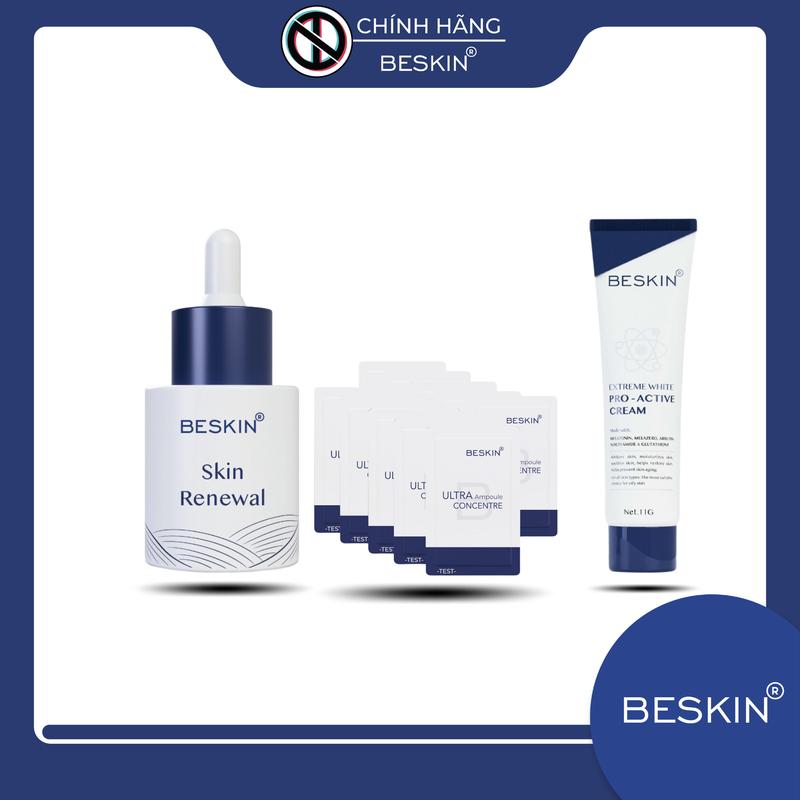 [BE-01] COMBO PEEL DÀNH CHO DA DẦU, DA HỖN HỢP VÀ DA NHẠY CẢM- Bao Gồm: "Kem Face Phấn Nhung + Peel Da + Tinh Chất Ampoule" - Thương hiệu Beskin - Skincare