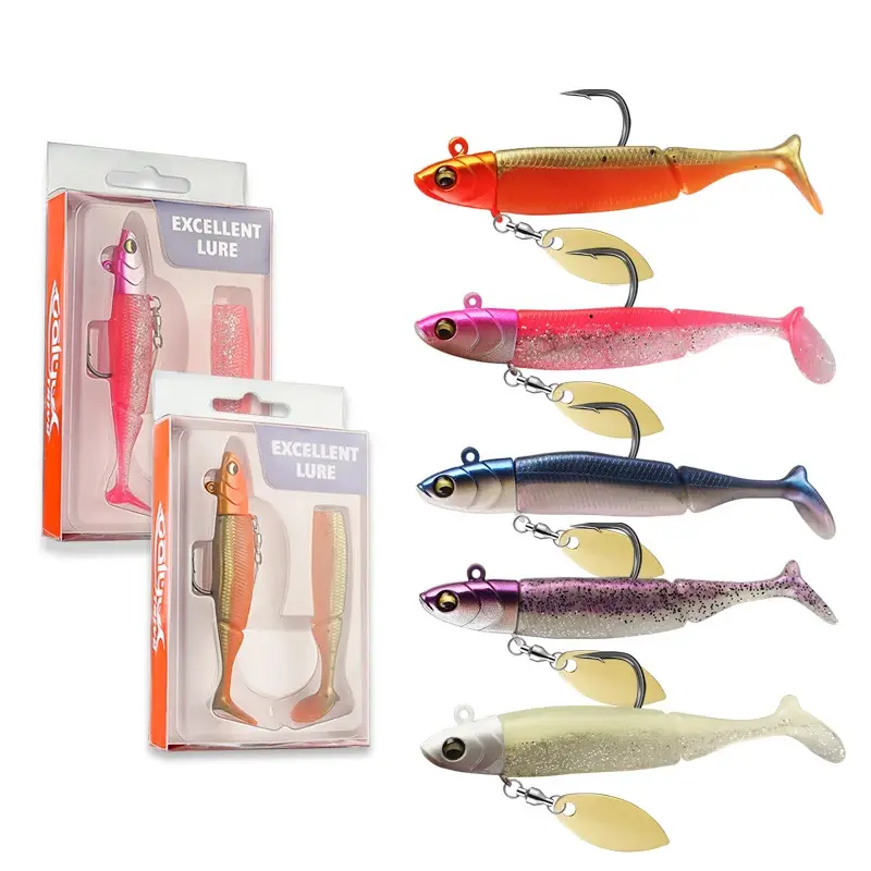 DN 20g 95mm one head two tails/set swim bait fishing lures soft plastic fishing bait lure vivid swim crappie fishing jig heads