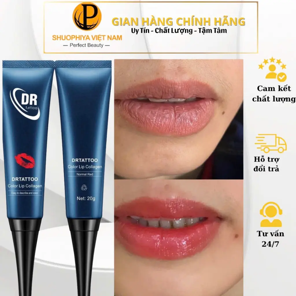[Chính Hãng] Son Dưỡng Collagen DrTattoo Kích Màu Môi Sau Phun, Giảm Thâm Môi - Tuýp 20g