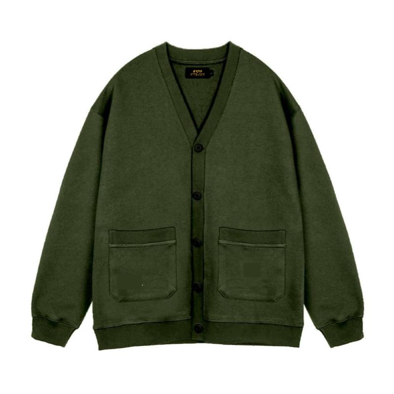 Sweater Cardigan Basic UNISEX  tebal Knitwear Pria Santai Panjang Hitam Oversize cardigan sad Kain Fleece Regular knit Crewneck 5