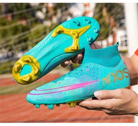 Product Introduction of Cristiano Ronaldo Messi Mandarin Duck Soccer Shoes Men Broken Spike Long Spike Children Boys Girls Non-slip Short Spike Primary and Secondary School Students High-top Sneakers 19