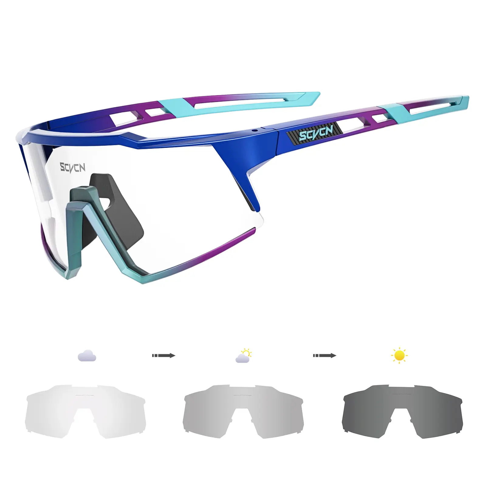 SCVCN Photochromic Cycling Glasses UV400 Cycling Sunglasses Outdoor Bicycle Sunglasses Bike Goggles Sports Eyewear MTB Equipment