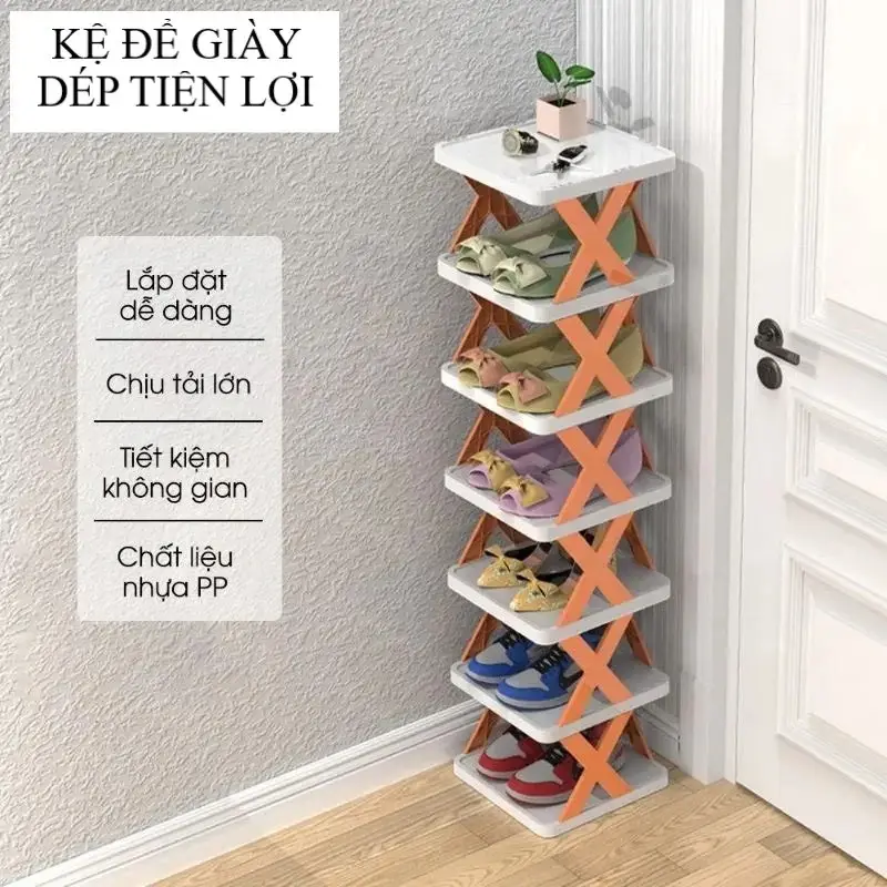 Kệ để giày dép chữ X tháo lắp,Kệ để giày dép 5 tầng chữ X thông minh có thể tháo lắp gấp gọn tiện lợi, kệ để đồ trang trí đa năng