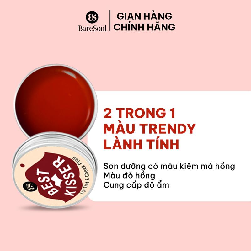 Son dưỡng có màu kiêm má hồng giúp làm hồng môi và má tự nhiên BareSoul Lip Tint & Cheek Plus (Đỏ/Cam/Hồng) 10g