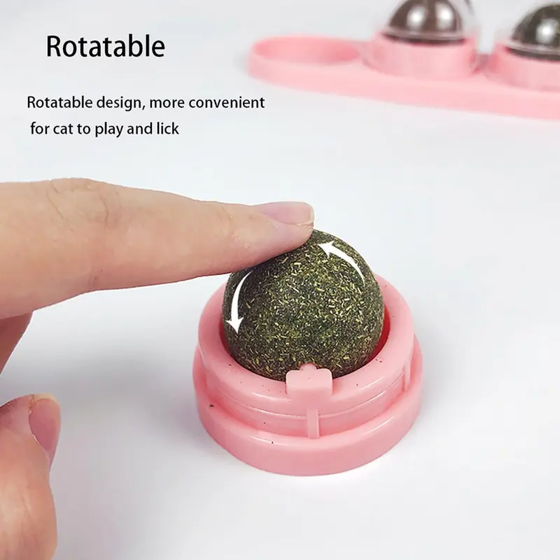 Rotating Catnip Ball Toy, 1 Count Removable Adhesive Cat Toy, Dental Health Snack, Anxiety Relief Pet Supplies, Interactive Stress Relief Gifts 3