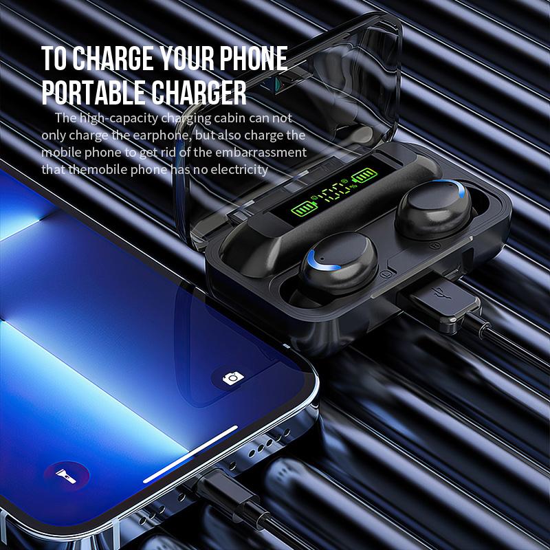 12.12 Hot Selling Upgrade Baru F9-5/M10 TWS Dan Powerbank Tampilan LED TWS Headset Bluetooth with Mic Sentuh Olahraga Tahan Air Henset Bloetooth HiFi Stereo Wireless Earphone Bluetooth 7