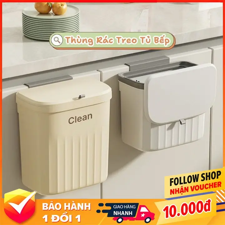 Thùng Đựng Rác Treo Tủ Thùng Rác Gắn Nhà Vệ Sinh Thiết Kế Nắp Lật Thông Minh Cỡ Lớn 12L
