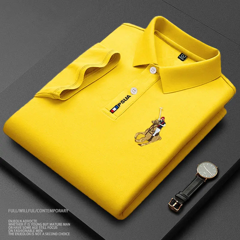 New High-End T-shirt Shirt Ice Silk Lapel Polo Shirt Breathable Half Sleeve Top Short Sleeve Polo Shirt Summer Menswear polo  shirts