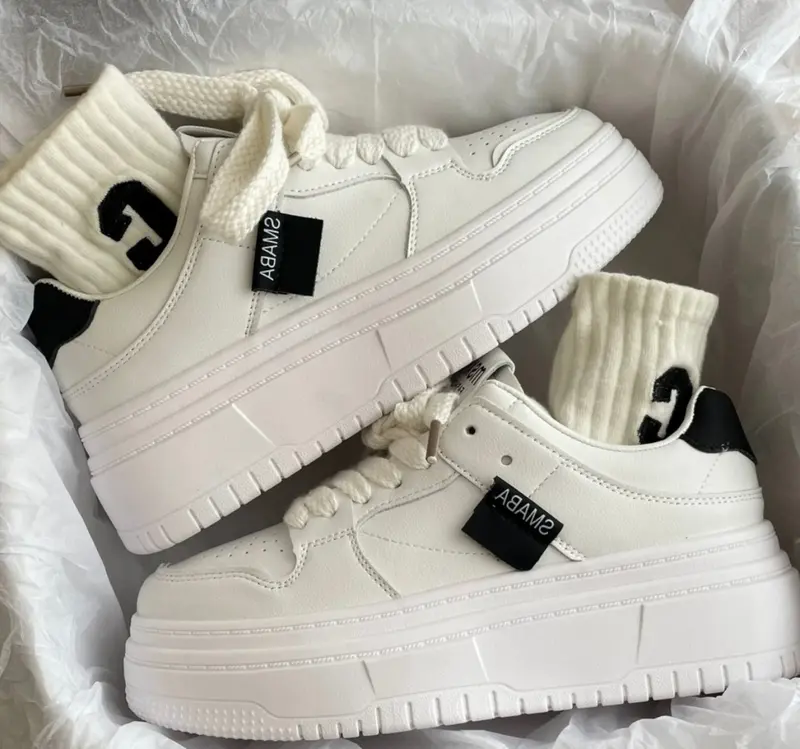 Giày Thể Thao Nữ Smaba (FULLBOX) - Đế 5cm: Phong Cách Học Sinh Độc Đáo - Shoes, Sneaker Caro dây giày đế thấp giày độn dép zhetao dep decao 8