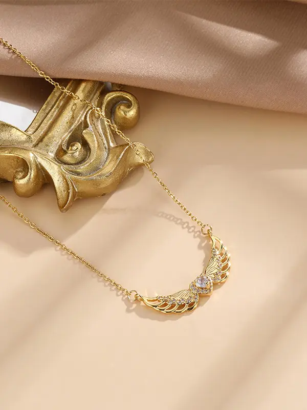 Fashion Angel Wing Design Pendant Necklace for Women & Girls, Fashion Jewelry for Party, Daily Clothing Decor, Trendy All-match & Exquisite Jewelry for Birthday Gift 6
