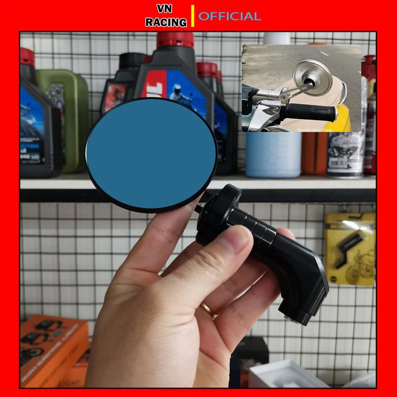 Gương chiếu hậu M.view Tròn mini Wave, SH, gương xe máy thời trang Airblade Chân Kính 3D mặt kính xanh chống chói