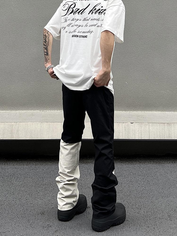 Product Introduction of Quần Dài Denim, Màu Tương Phản Đen Trắng, Thiết Kế Độc Đáo Cho Nam, Phong Cách Đường Phố Cao Cấp Mỹ, Quần Ống Thẳng, Quần Ống Loe Vibe Vịt Quan Thoại, Dành Cho Nam quần  nam  boy phố  batman dsq  đen  xám 6