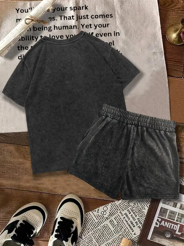 Two-piece Set Women's Cherry Print Tee & Shorts, Casual Round Neck Short Sleeve T-shirt & Shorts, Ladies Summer Clothes for Daily Wear, Suits, Womenswear 7
