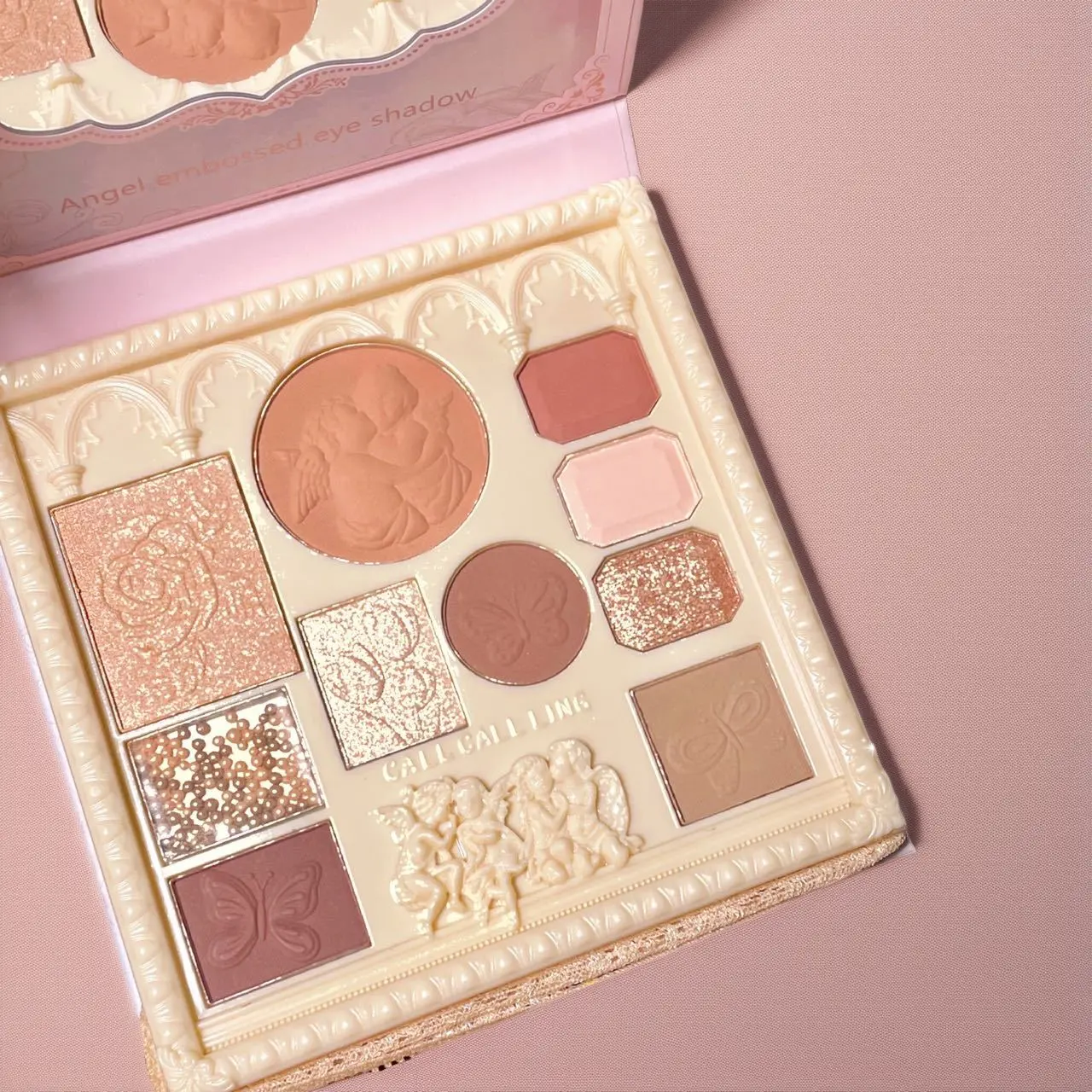 CALLCALLLING embossed angel eyeshadow tray Blush highlight tray multi-functional eyeshadow tray ethereal  eyes  palette Rose Crystal Eyeshadow Palette limited  edition  palettes