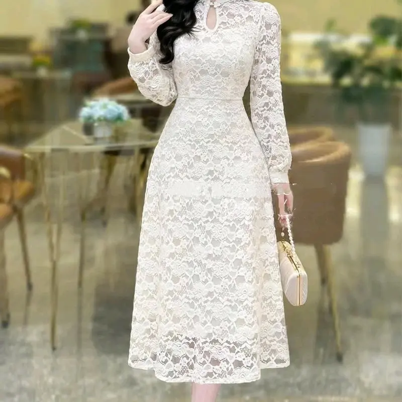 Đầm váy thời trang nữ mặc đi dự đám cưới mẫu mới chất vải ren hai lớp phong cách thanh lịch mặc tôn dáng sang chảnh Women Dress 3