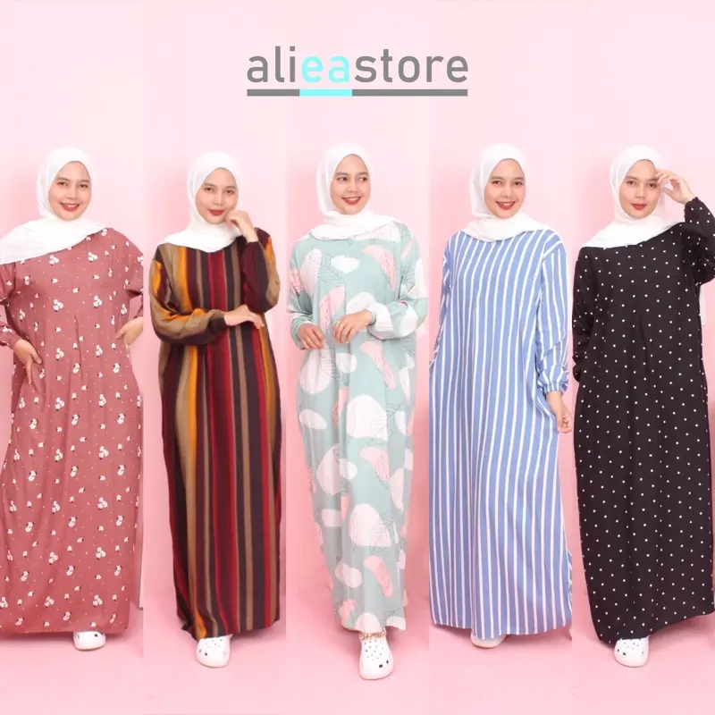 DASTER GAMIS PB 135 MOTIF KEKINIAN Panjang Rayon Samping Tebal Muslim Dress Bumil Wanita