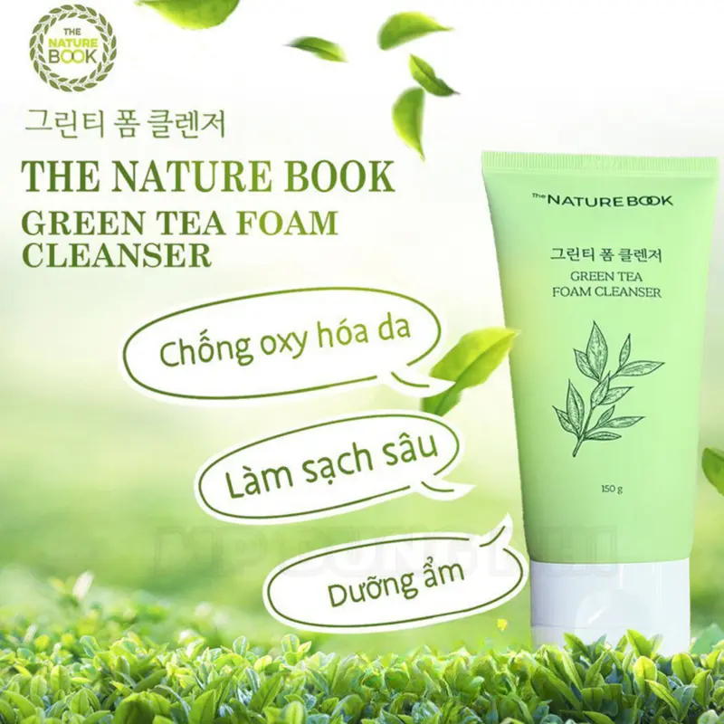 Sữa rửa mặt trà xanh Nature Book nhập khẩu Hàn Quốc chính hãng làm sạch sâu cho da khô da dầu mụn và da nhạy cảm phù hợp cho cả nam và nữ 1