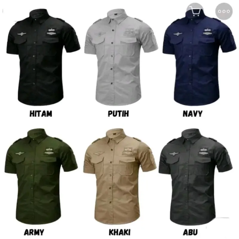 KEMEJA TACTIKAL/KEMEJA PDL/KEMEJA PRIA TANGAN PENDEK PREMIUM (logo tempel)