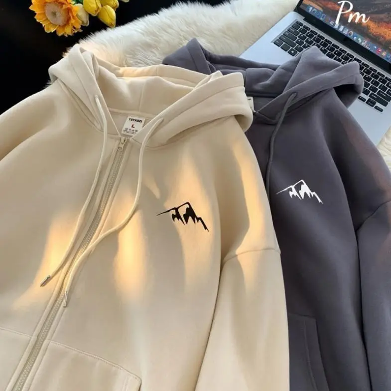 Áo khoắc nỉ khoá nam nữ form rộng nam nữ mũ 2 lớp kiểu dáng unisex DN1