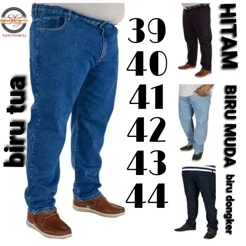 Celana Jeans Jumbo Big Size Panjang Pria ROVEMOS Original Model Standar Reguler Size 39 sampai 44 0