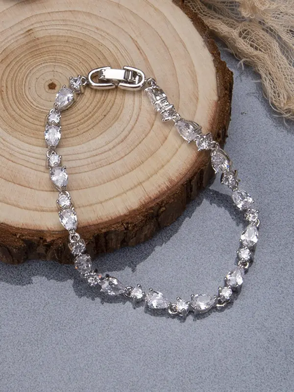 Artificial Zircon Decorated Bracelet, Fashionable Jewelry for Women & Girls, Trendy All-match & Exquisite Jewelry for Birthday Gift 0