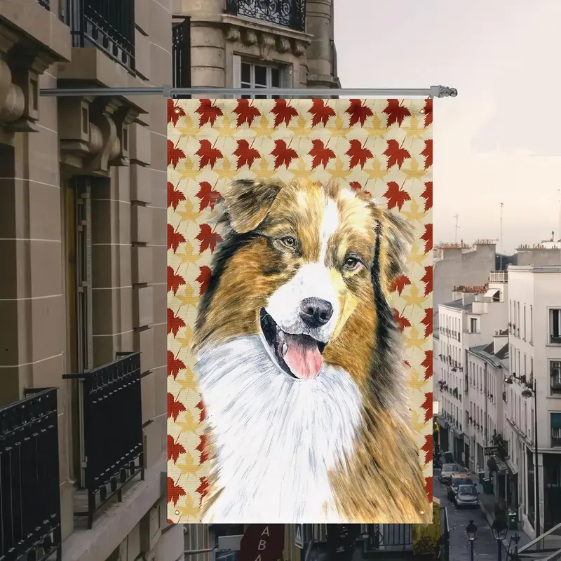 Australian Shepherd Dog Portrait Flag, 1 Count Canvas Household Decoration, Outdoor Flag for Dog Lovers, Seasonal Home Decor 5