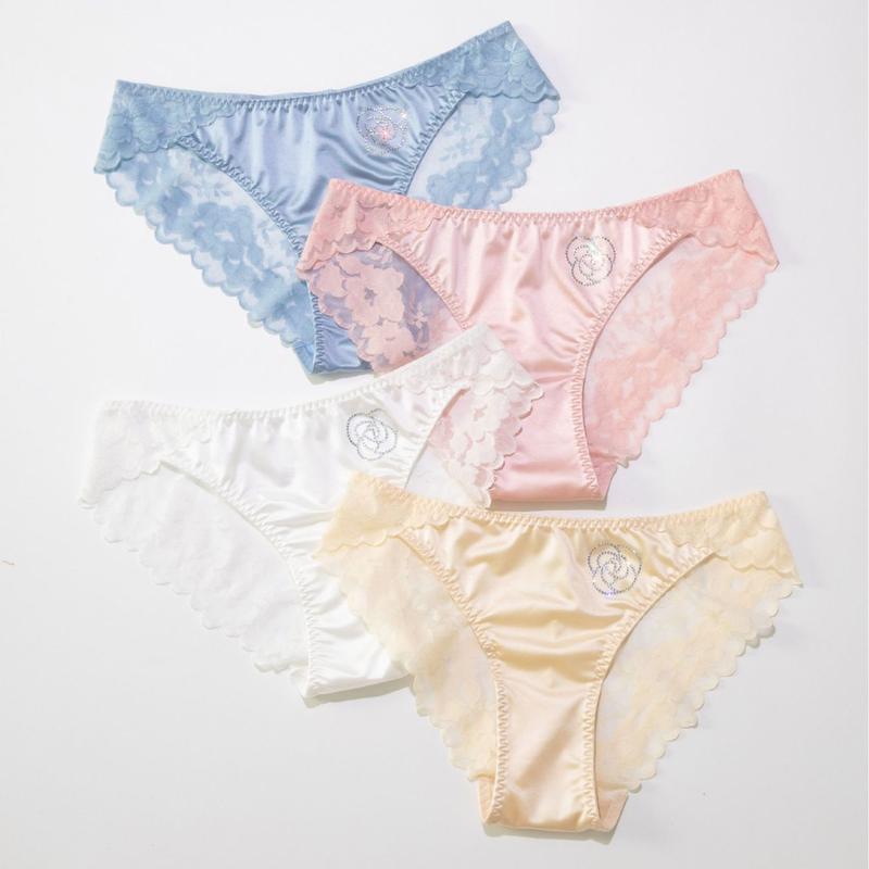 [HÀNG MỚI] QUẦN LÓT LỤA SATIN KẾT HỢP LƯỚI THÊU HOA XUYÊN THẤU 8