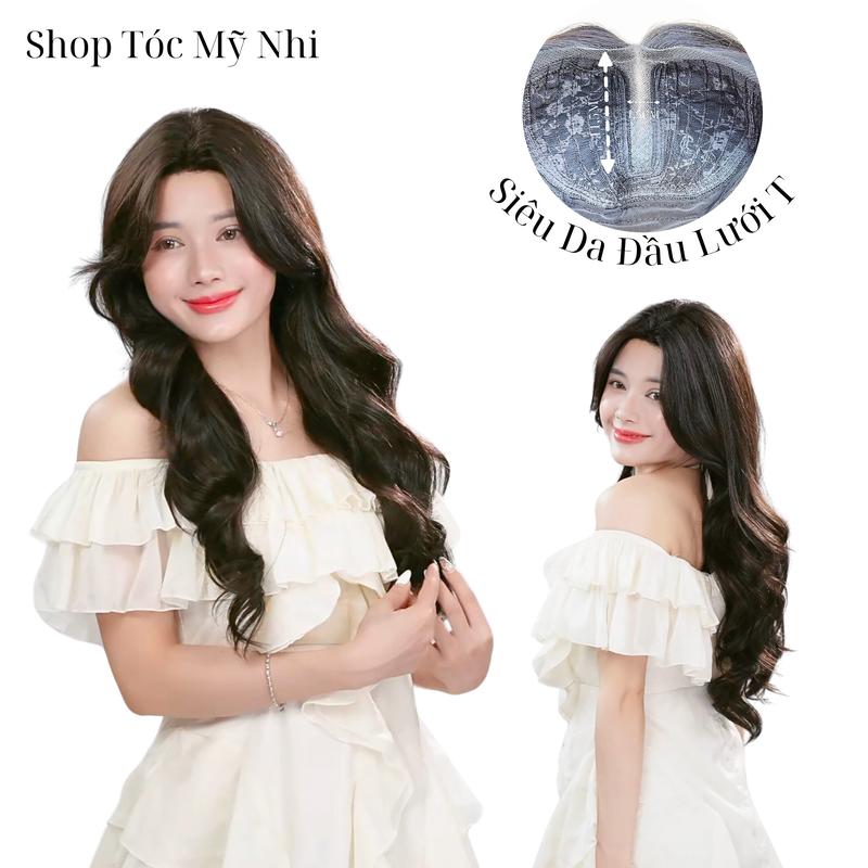  Tóc Giả Mỹ Nhi Nguyên Đầu Móc Lưới Chữ T CC20 Xoăn Phồng dài 60cm 
