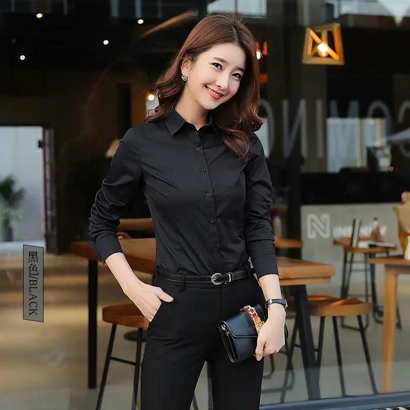 Áo Sơ Mi Trắng, Dành Cho Nữ, Dáng Ôm, Dài Tay, Trang Phục Công Sở, Trang Phục Trang Trọng, Bộ Sưu Tập Mùa Xuân Và Mùa Thu, Phong Cách Hàn Quốc, Áo, Thích Hợp Cho Quần Áo Làm Việc, 2024 7