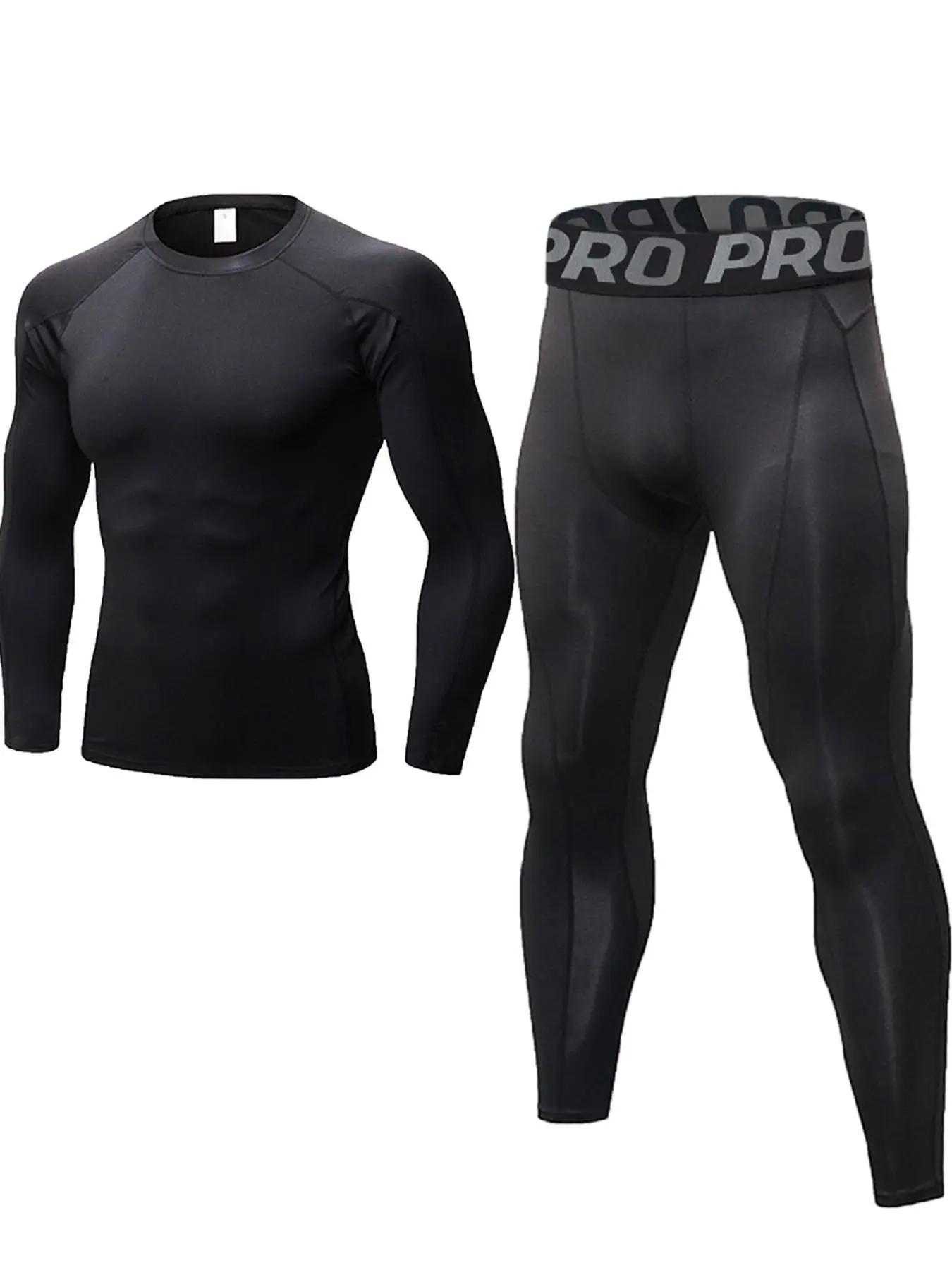 Men's Letter Tape Thermal Underwear Set, Long Sleeve Compression Top & Leggings, Casual Comfy Warm Underwear Set for Fall & Winter, Body Shaper Shapewear