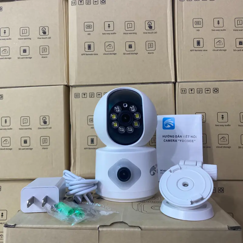 [ Camera+Thẻ 128gb ] Combo Camera 2 mắt trong nhà Và Thẻ 128gb Tự Xóa Ghi Đè Lưu Trữ 30 Đến 40 Ngày,Tặng Một Bộ Chuông Gắn Cửa, Phát Hiện Chuyển Động,Ban Đêm Có Màu,Xoay 355 Độ,Camera Yoosee,Camera Wifi,Camera An Ninh,Bảo Hành 12 Tháng,Thẻ Đổi Mới 2 Năm 5