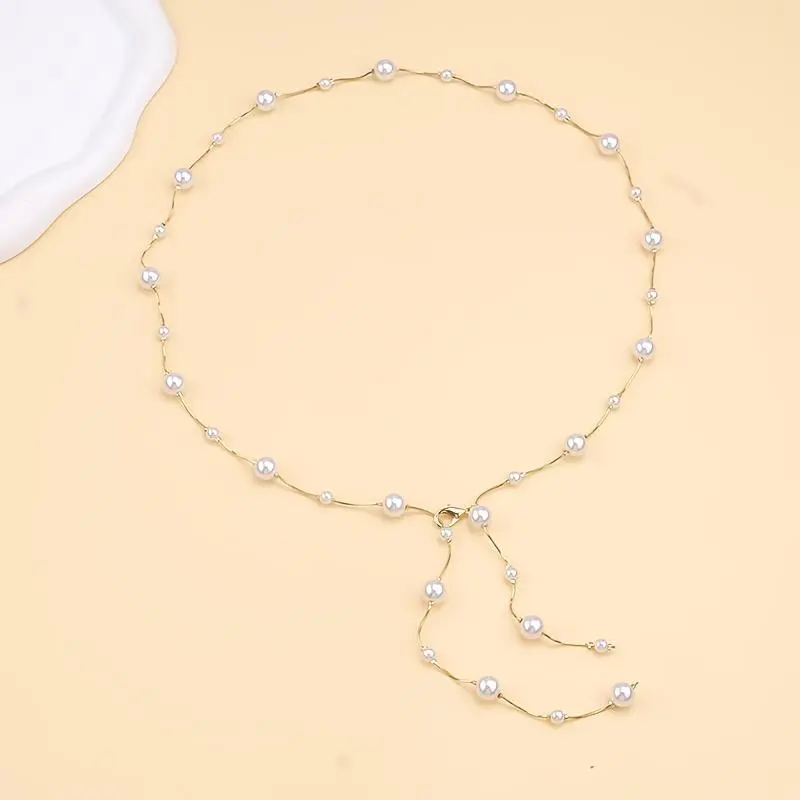 New Arrival Women'S Real Pearl Waist Chain Simple Dangling Design 925 Silver Golden-Plated Chain with Natural Pearls Versatile Jewelry Set Including Adjustable Buckle double  buckle  grips colombian waist belt business casual waistband 2