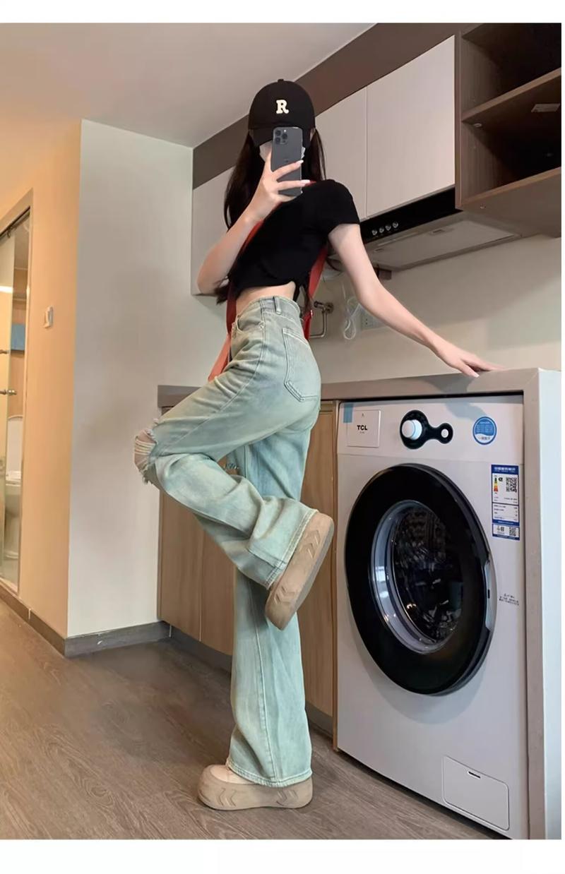 Product Introduction of Quần Jean Rách Thẳng Cổ Điển Phong Cách Cổ Điển Đường Phố Cao Cấp Mỹ, Xu Hướng Ins, Hàng Mới Về Mùa Hè, Dành Cho Nam Và Nữ, Hợp Xu hướng Menswear Pants 9