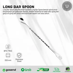 Long Bar Spoon 32cm - Cocktail Shaker Mixer Sendok Pengaduk Minuman Stainless
