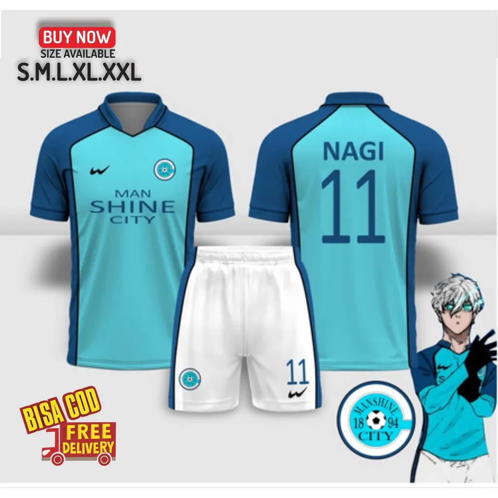 Jersey Jersy Anime Blue Lock Man Shine City Cosplay Bola Manga FullPrinting bisa cod  sport