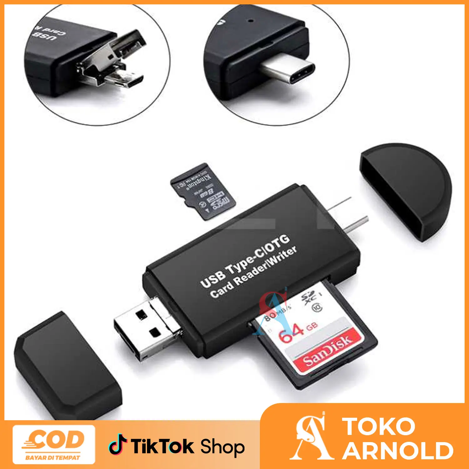 USB C Card Reader 2.0 Micro USB 3 in 1 Micro SD Card Reader USB-C OTG ...