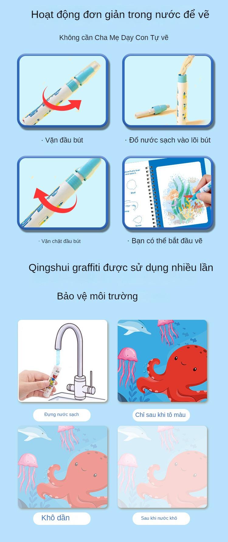Product Introduction of Sách Vẽ Nước Cho Trẻ Em, Sách Vẽ Tranh Graffiti Nước Sạch, Sách Ảnh Nhãn Dán, Đồ Chơi Giáo Dục Cho Bé, Sách Vẽ Nước, Tiếng Anh 19