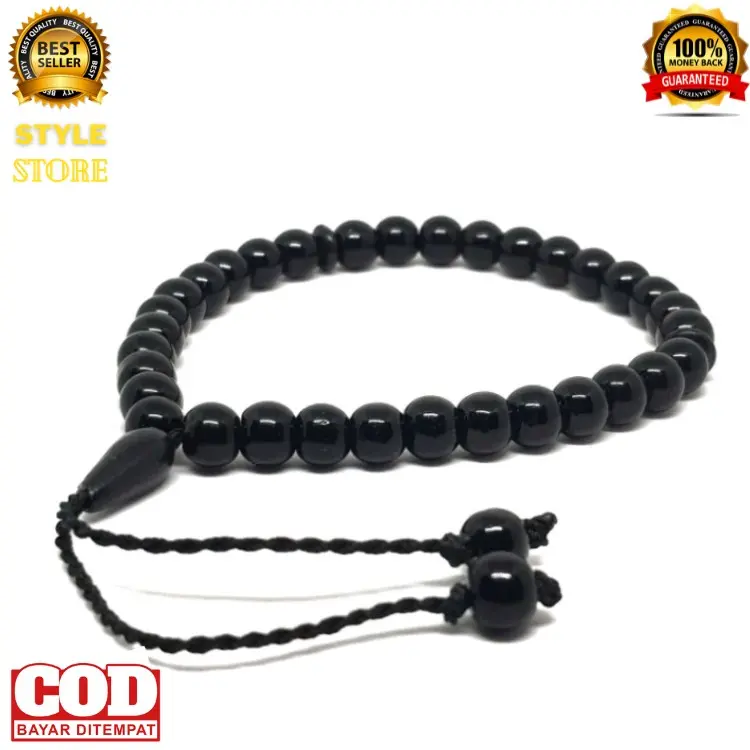 Gelang Onyx Hitam 33 Butir / Black Onyx Bracelet Fashionable Harian Laki-laki Sukses 1