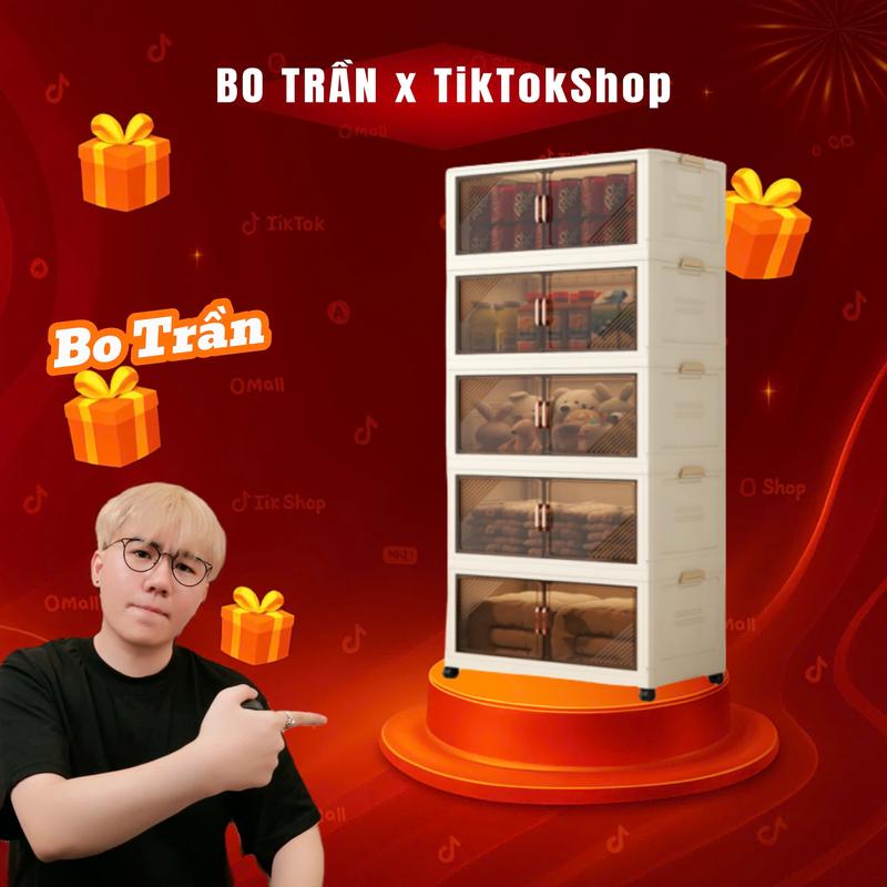 [Bo Trần]【Rộng 70 Derorice Tủ đựng đồ gấp bằng nhựa, trong suốt, nhìn thấy được, có bánh xe đa năng