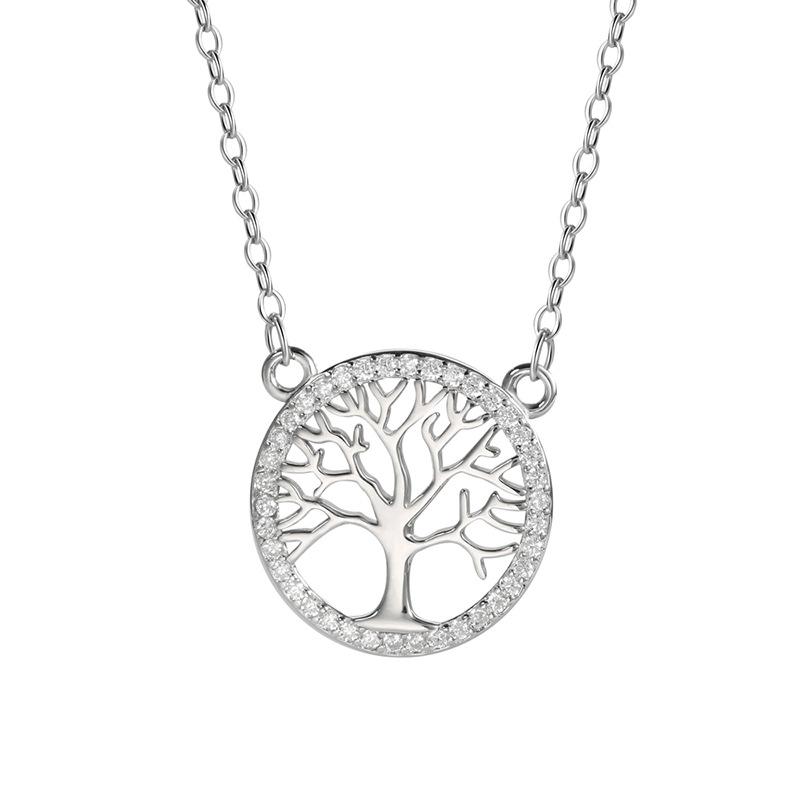 Graves Sterling Silver Lucky Tree Necklace Set Temperament Tree of Hope Elegant and Exquisite Women's Bracelet Earrings 4