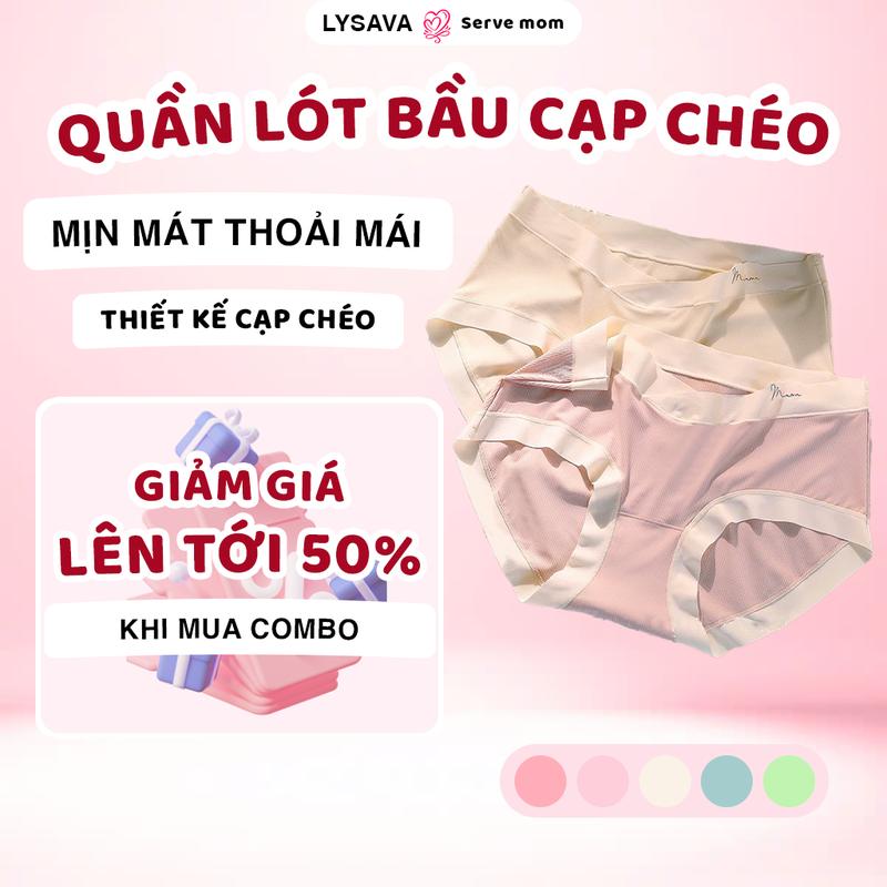 Quần chíp mẹ bầu không lộ viền cạp chéo co dãn tốt quần lót mama chất liệu kháng khuẩn cao cấp Lysava QL6