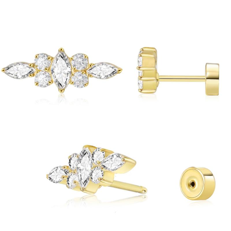 Product Introduction of Bông Tai Đinh tán Zircon Ngọc Trai Bướm, Cao Cấp, Mạ Đồng Thau, Vàng Thật, Kim Cương Giả Và Ngọc Trai, Phụ Kiện Vàng 14K Cao Cấp, Dành Cho Nữ Women 6
