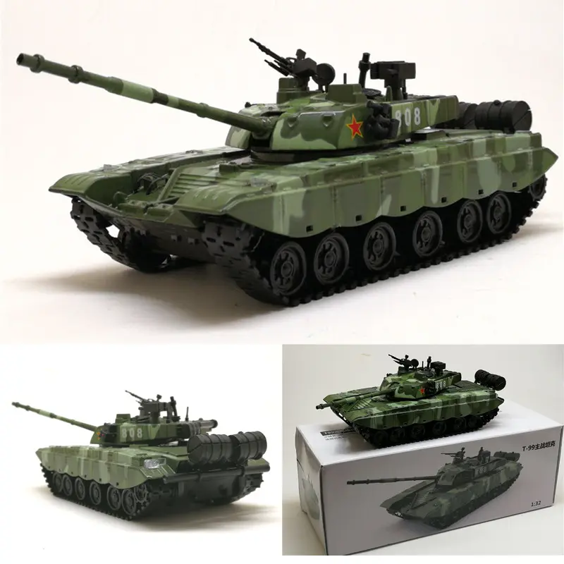 Boxed T99 Main Battle Tank Model Alloy Military Chariot Metal Simulation Acoustic and Lighting Toys Tank Car Model